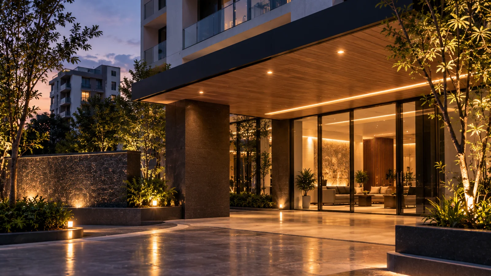 Lobby residencial elegante